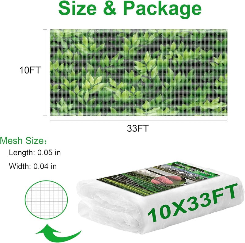 FOTMISHU شبكة حديقة 10x33 قدم شبكة دقيقة للغاية لحماية الطيور وحماية الخضروات وأشجار الفاكهة والشجيرات وتغطية النباتات لأسرة مرتفعة - Image 3